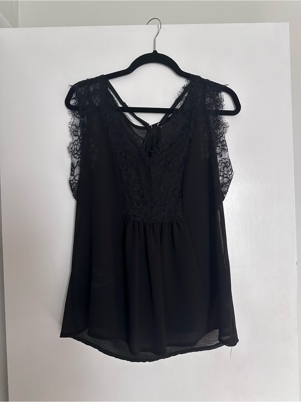 Black Lace Sleeveless Blouse